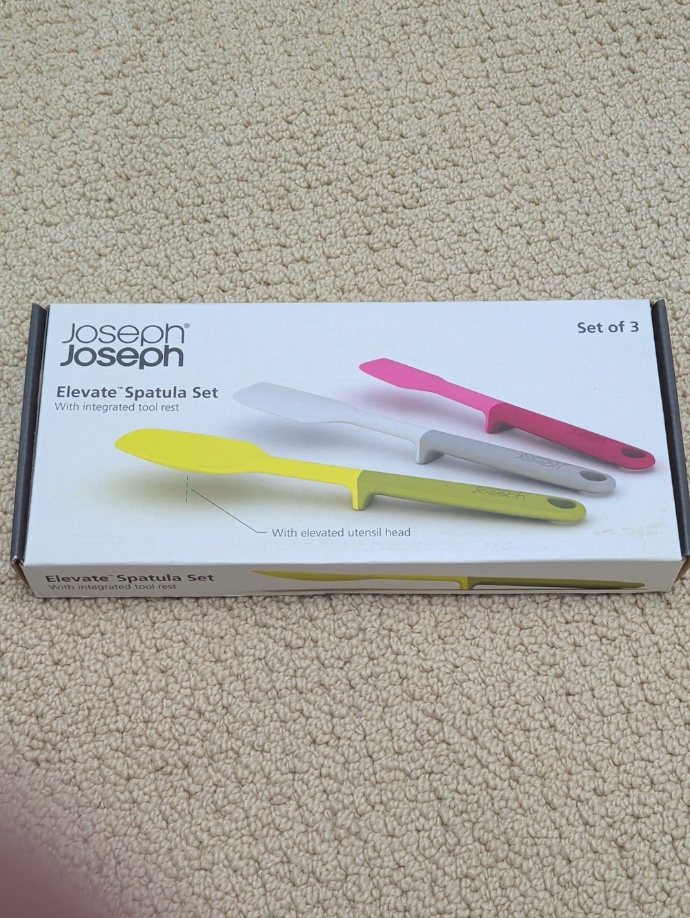 New Joseph Joseph Elevate Spatula Set Of 3 - Pink, White, Yellow